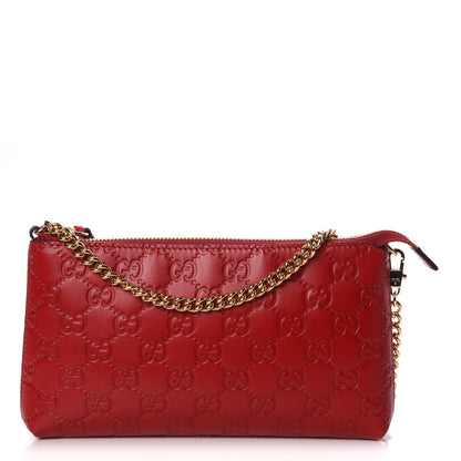 Gucci Guccissima Signature Wrist Wallet Hibiscus Red 1 of 8