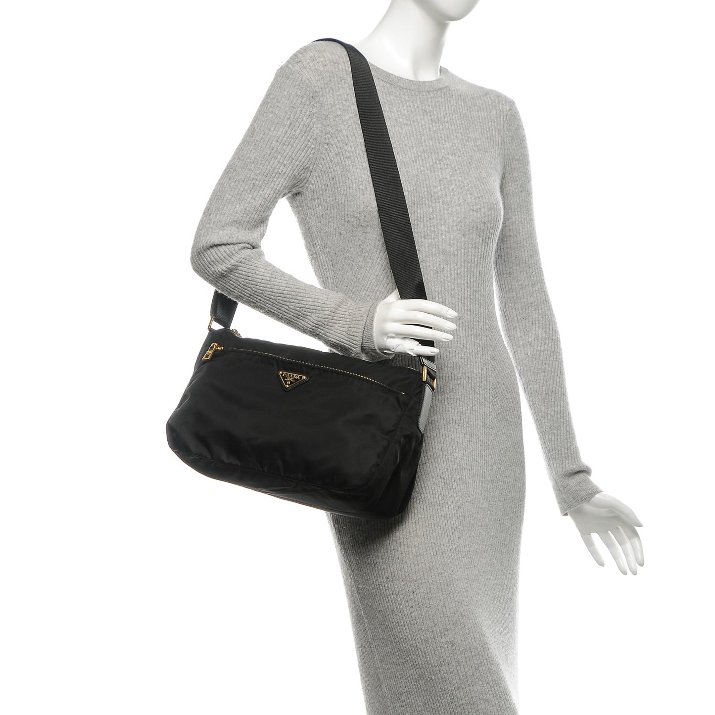 Nylon Vela Colour Messenger Bag Black