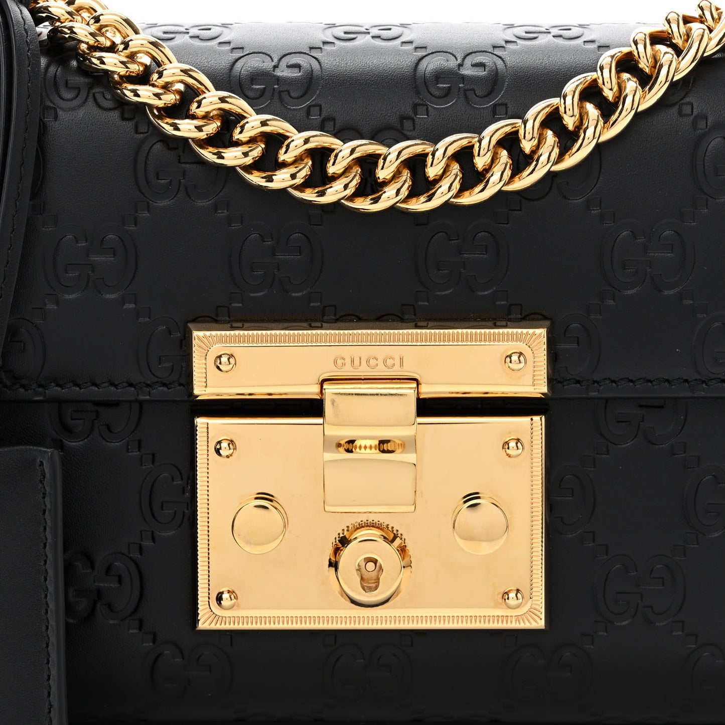 Guccissima Small Padlock Shoulder Bag Black