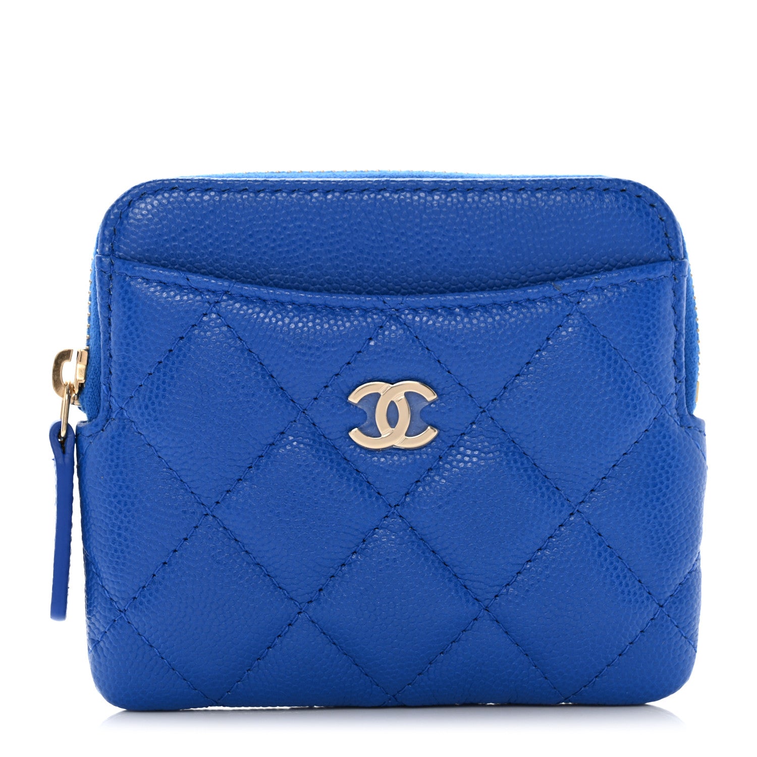 Chanel Caviar Quilted Zip Card Holder Wallet Blue 1 of 9