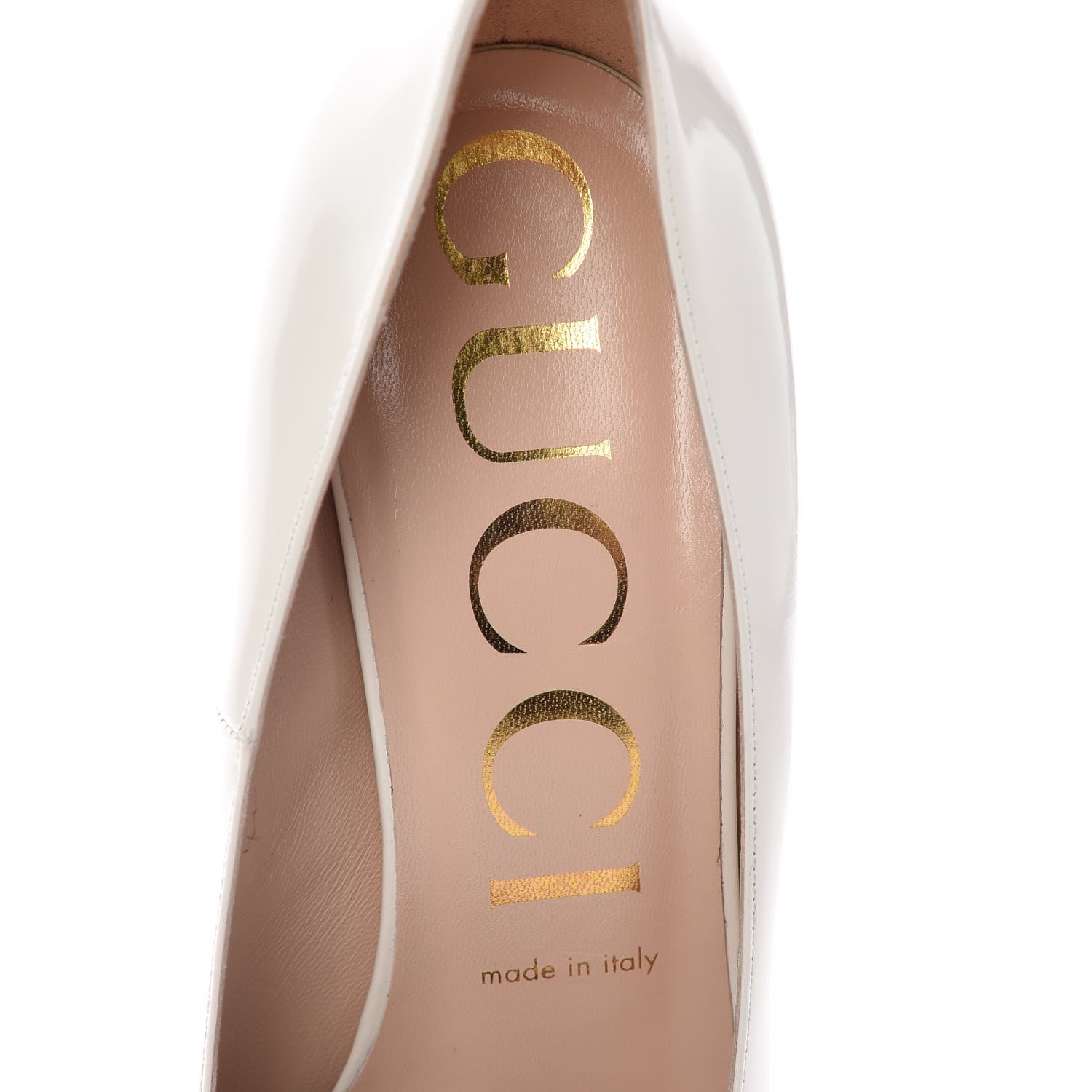 Gucci Polished Calfskin Regent Pumps 39.5 White Magnolia 6 of 9