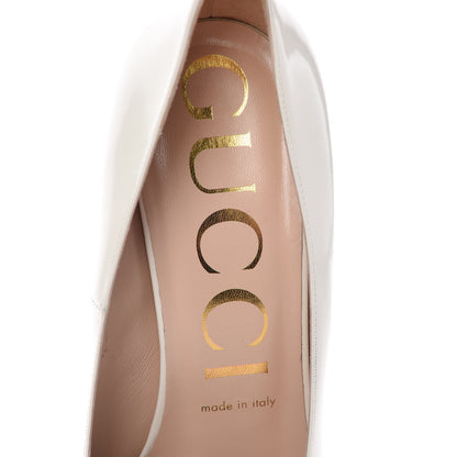 Gucci Polished Calfskin Regent Pumps 39.5 White Magnolia 6 of 9