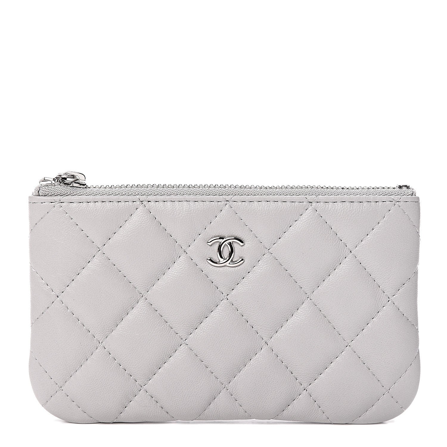 Chanel Lambskin Quilted Small Cosmetic Case Light Grey 1 of 8