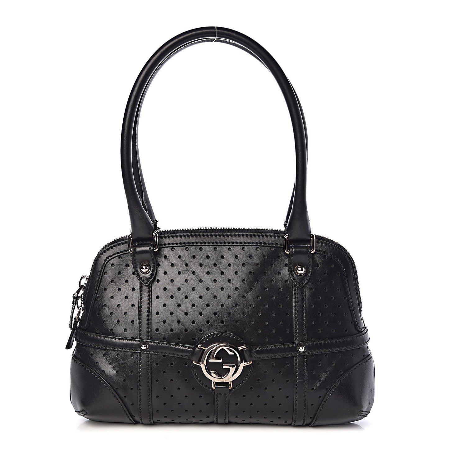Perforated Calfskin Reins Tote Black
