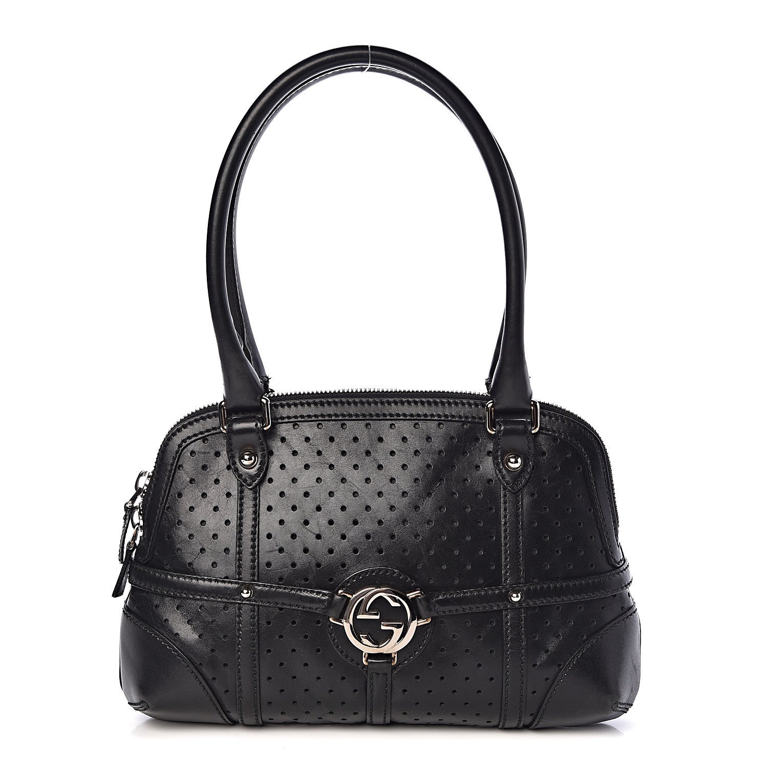 Gucci Perforated Calfskin Reins Tote Black 1 of 12