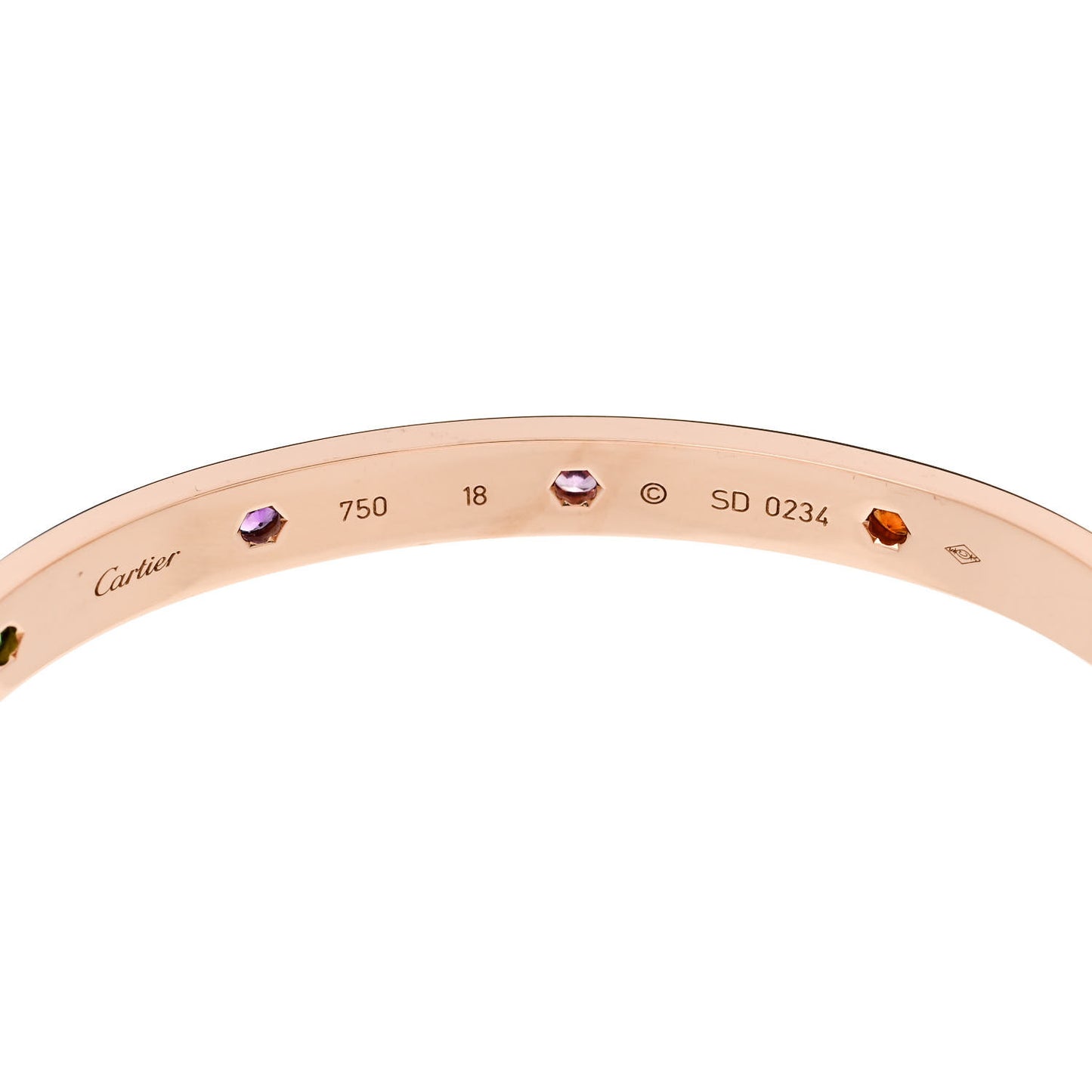 18K Pink Gold Sapphire Garnet Amethyst LOVE Bracelet 18