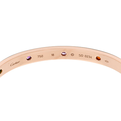 Cartier 18K Pink Gold Sapphire Garnet Amethyst LOVE Bracelet 18 6 of 9