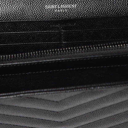 Saint Laurent Grain De Poudre Matelasse Chevron Monogram Chain Wallet Black 7 of 10