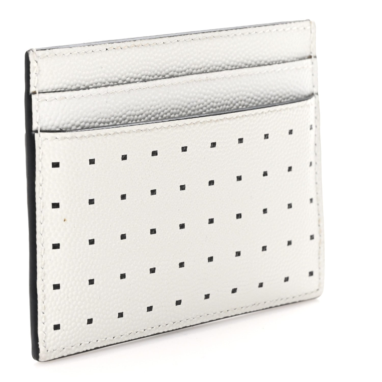 Saint Laurent Grain De Poudre Geo Print Card Case White Black 3 of 10