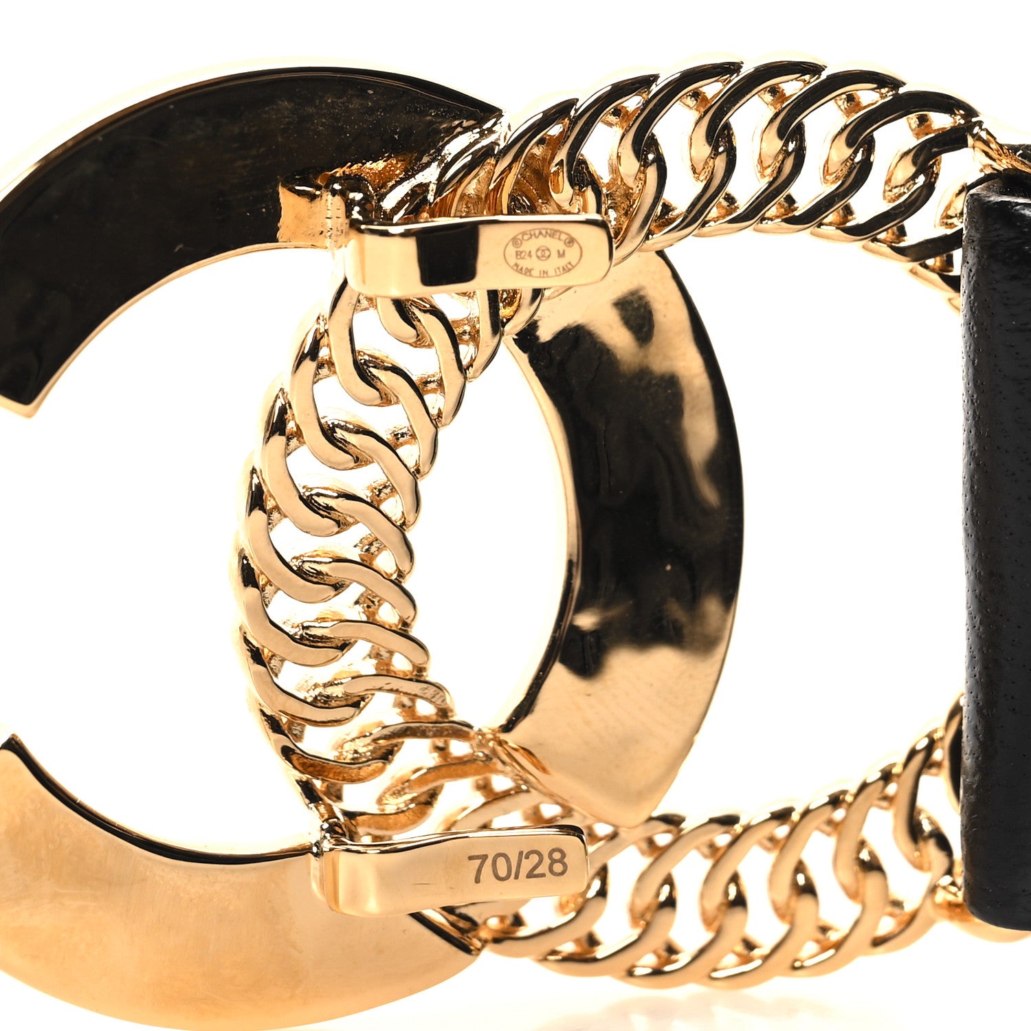 Chanel Lambskin Crystal Logo CC Belt 70 28 Black 3 of 4