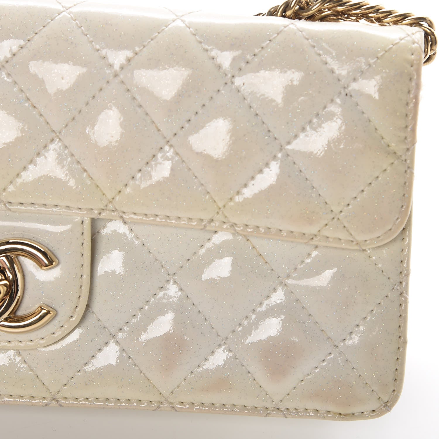 Chanel Patent Quilted Evening Star East West Flap White 7 of 13