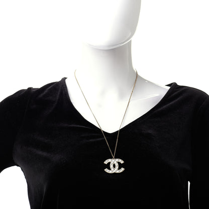 Chanel Metal Quilted CC Pendant Necklace Gold White 2 of 5