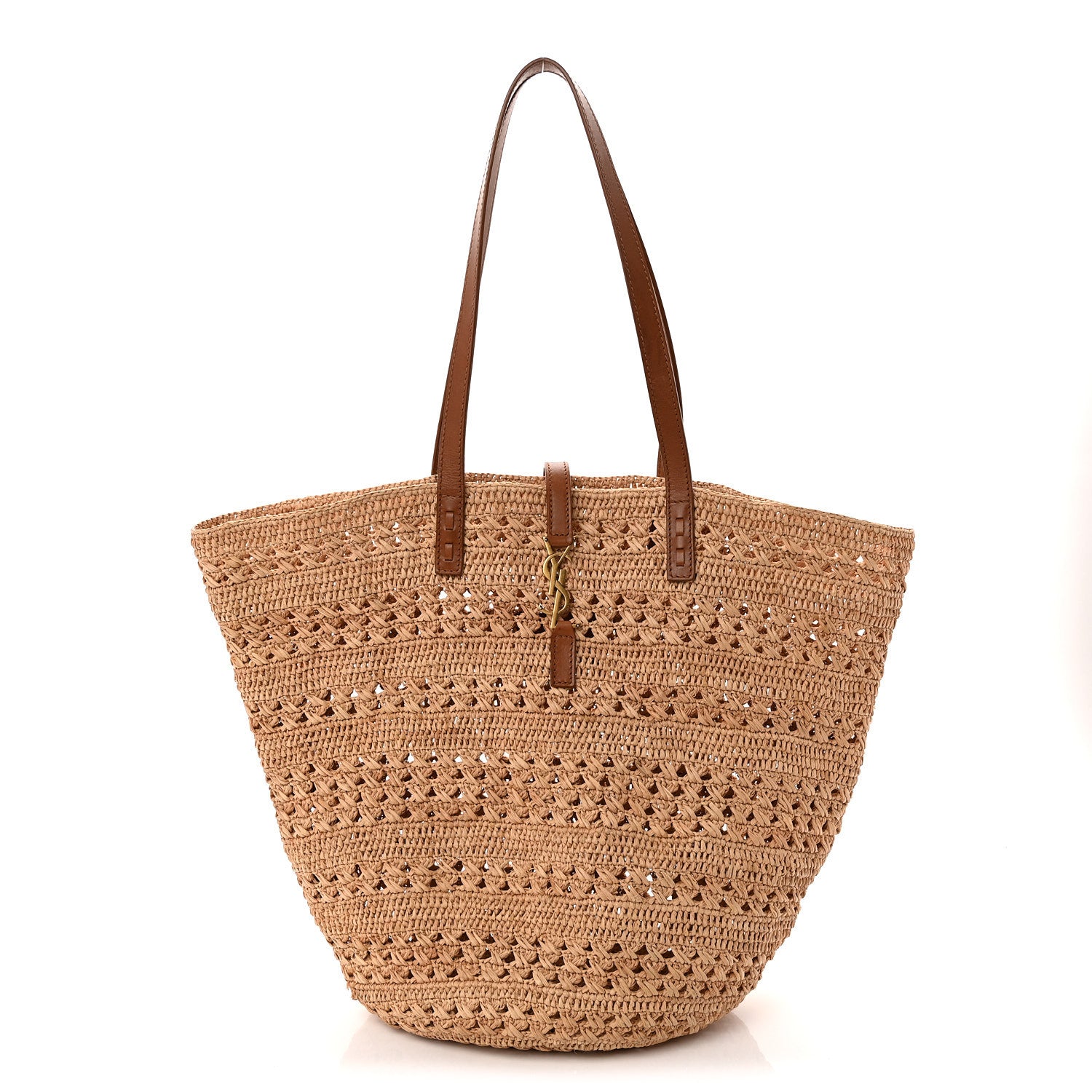 Saint Laurent Raffia Calfskin Medium Panier Tote Naturel 1 of 10