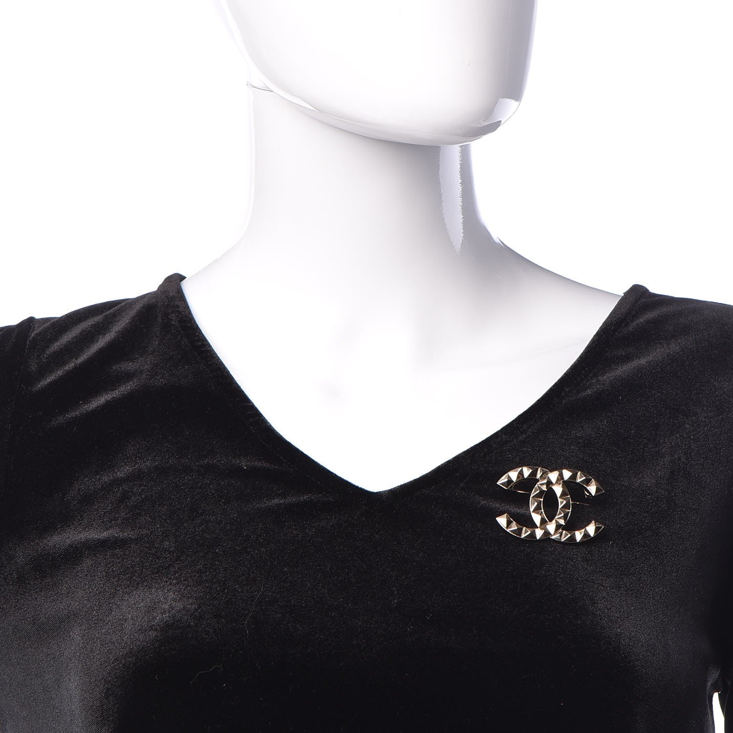 Chanel Studded CC Pin Brooch Gold 2 of 5