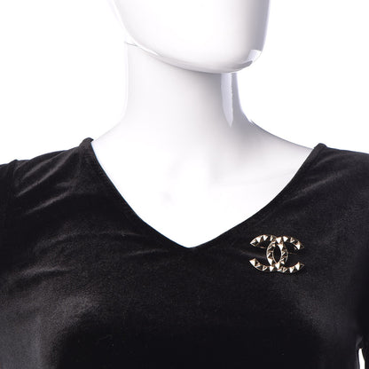 Chanel Studded CC Pin Brooch Gold 2 of 5