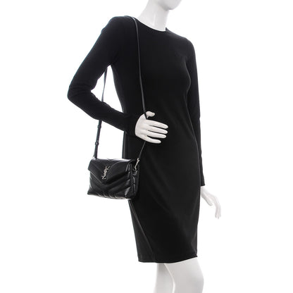 Saint Laurent Calfskin Y Quilted Monogram Toy Loulou Crossbody Bag Black 2 of 8
