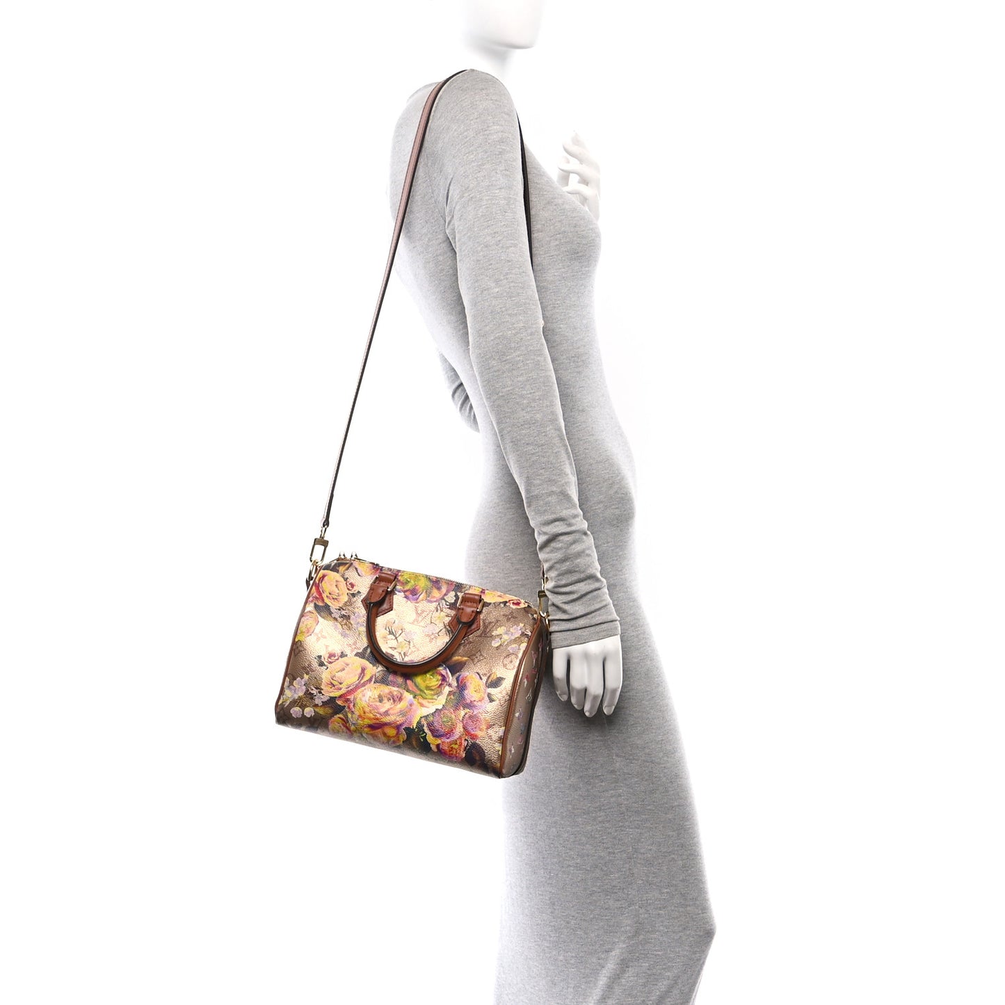 Metallic Monogram LV Garden Speedy Bandouliere 25 Gold