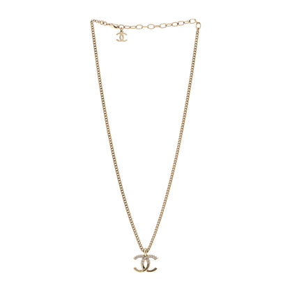 Chanel Crystal Logo CC Chain Necklace Light Gold 3 of 5
