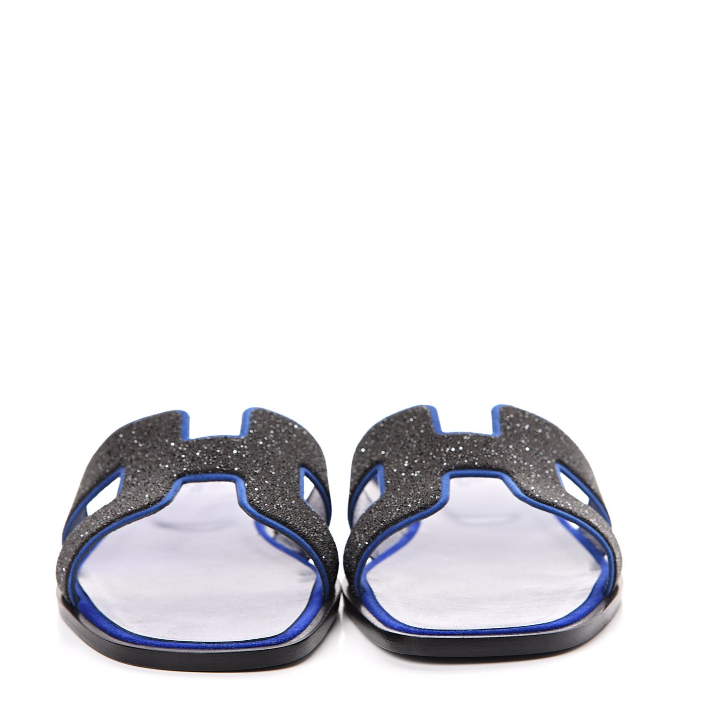 Suede Goatskin Crystal Powder Oran Sandals 40 Black Bleu Saphir
