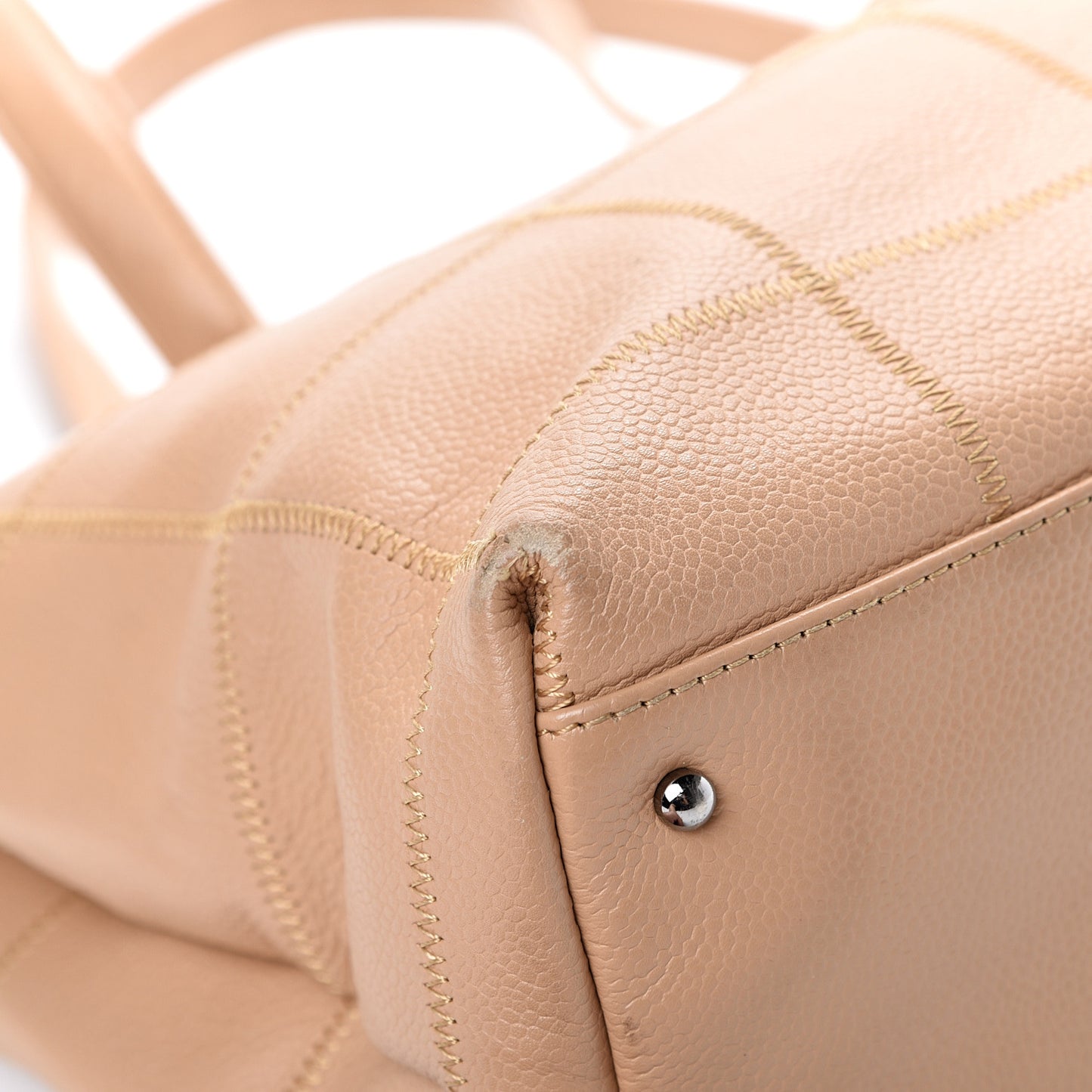 Caviar Square Stitched Tote Beige
