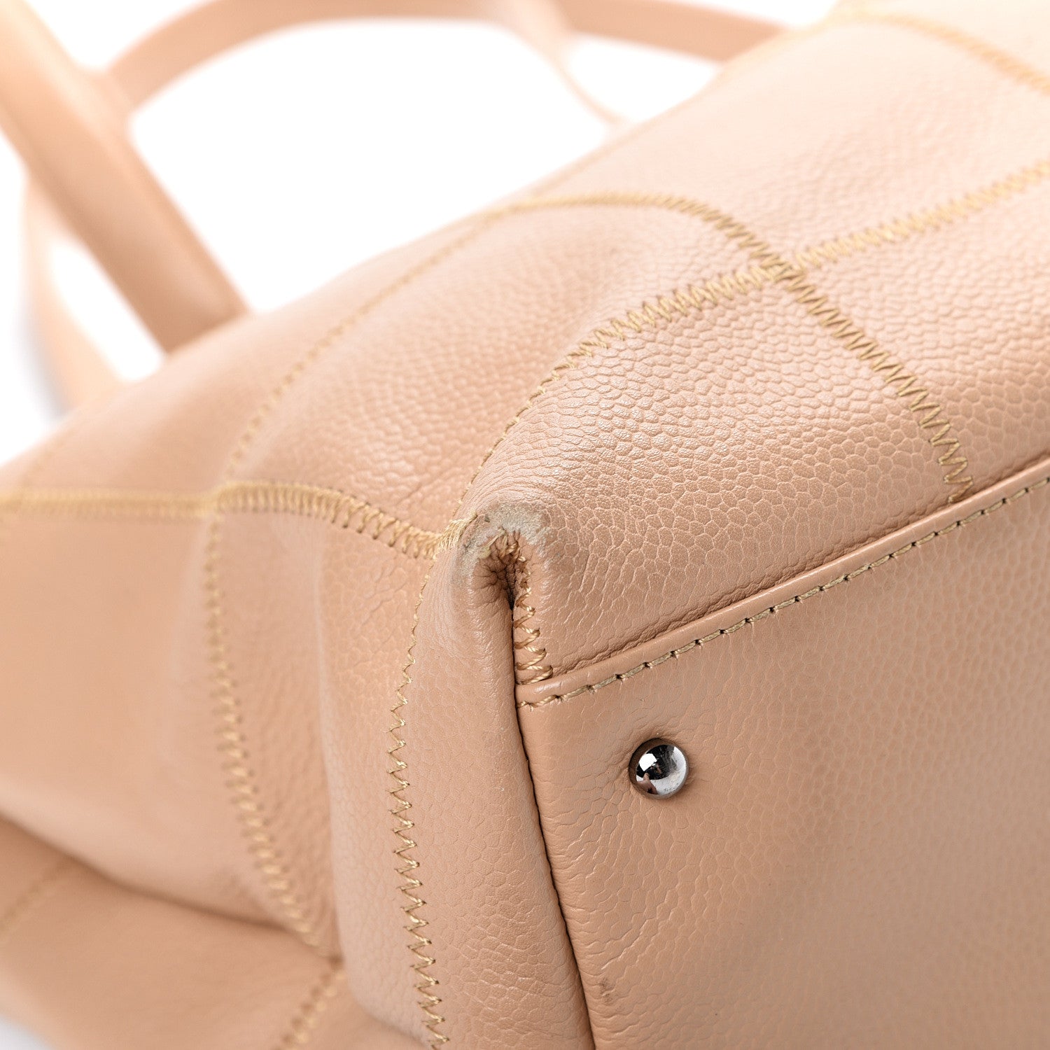 Chanel Caviar Square Stitched Tote Beige 8 of 17