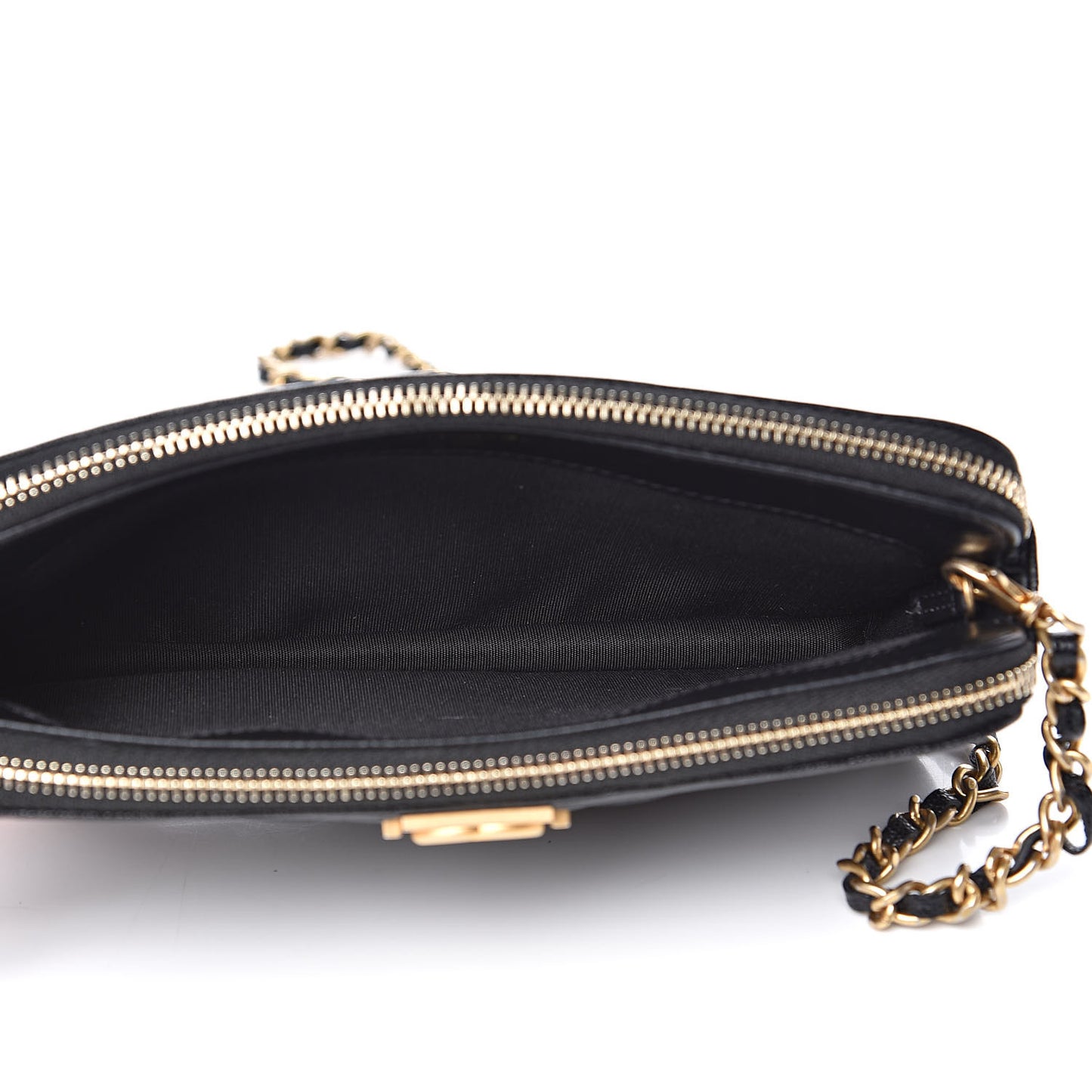 Caviar Quilted Small Boy Clutch With Chain Black