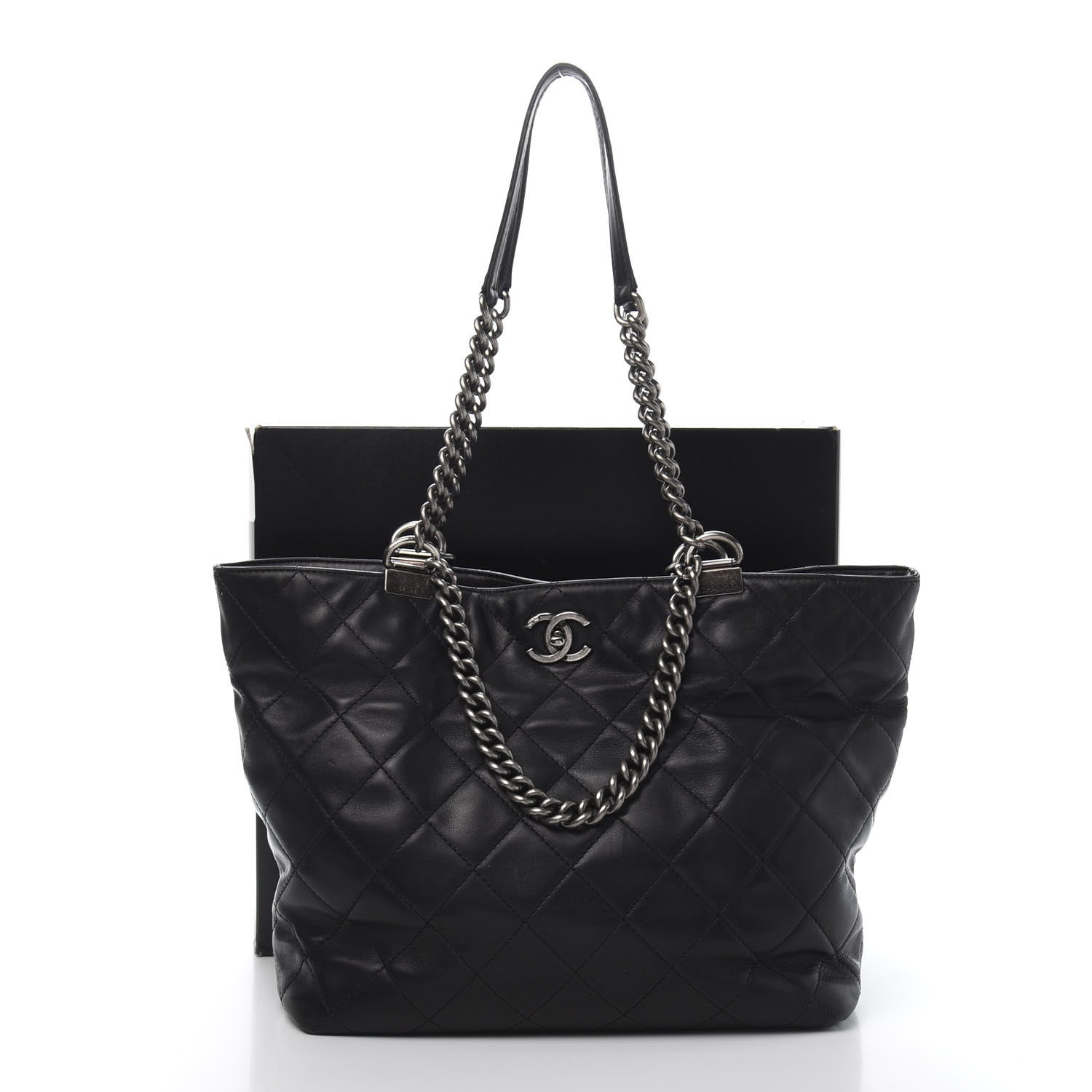 Chanel Calfskin Quilted Large Shopping In Chains Tote Black 12 of 12