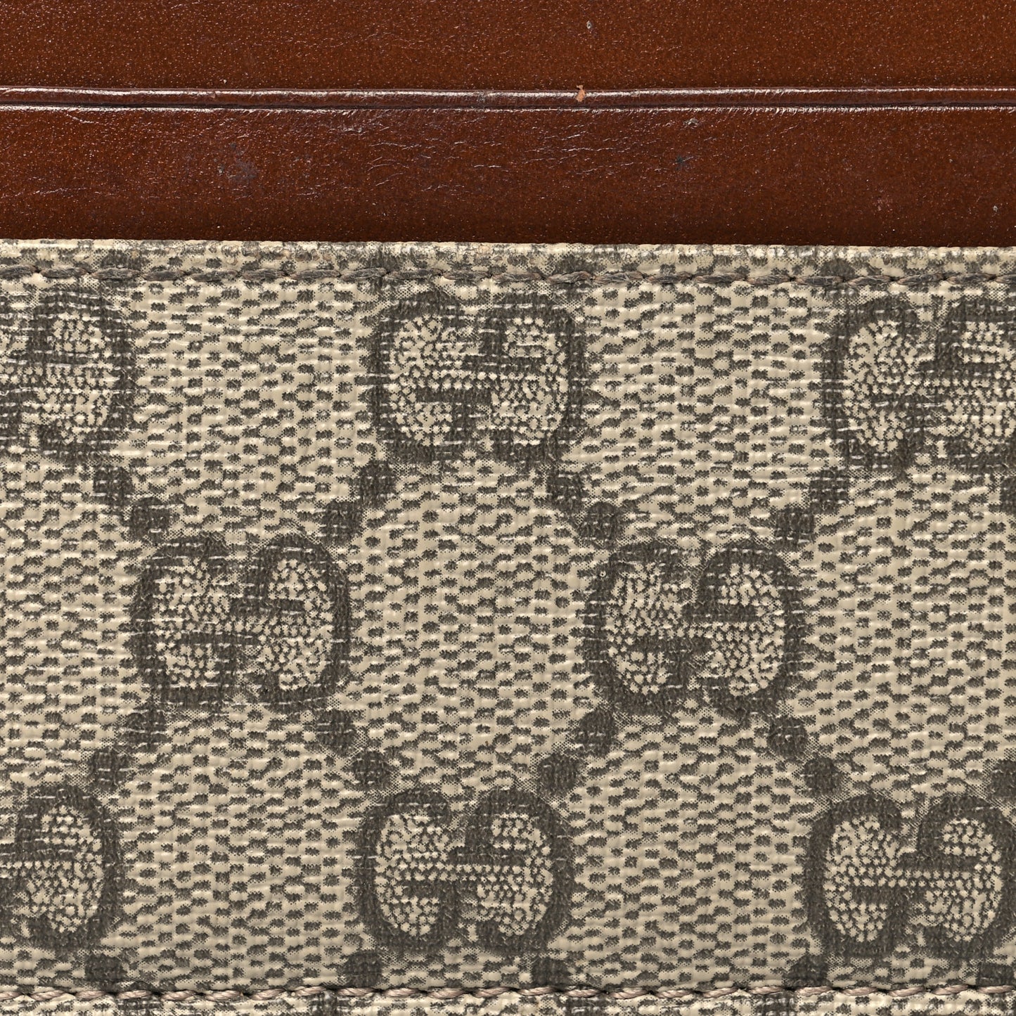 GG Supreme Monogram Calfskin Card Holder Beige Ebony Cuir