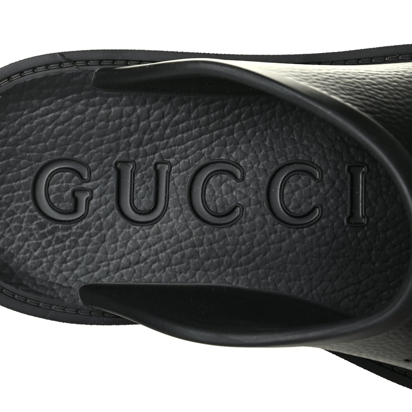 Rubber GG Monogram Perforated Elea Platform 55mm Lug Sole Sandals 38 Black