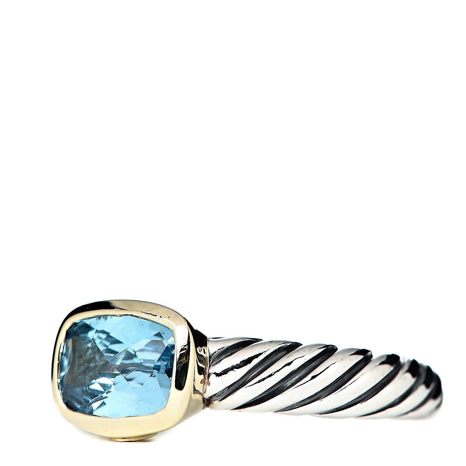 David Yurman Sterling Silver 18K Yellow Gold Blue Topaz 8mm Noblesse Ring 51 5.75 3 of 7