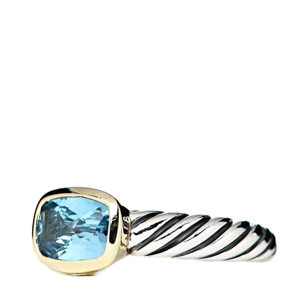 David Yurman Sterling Silver 18K Yellow Gold Blue Topaz 8mm Noblesse Ring 51 5.75 3 of 7