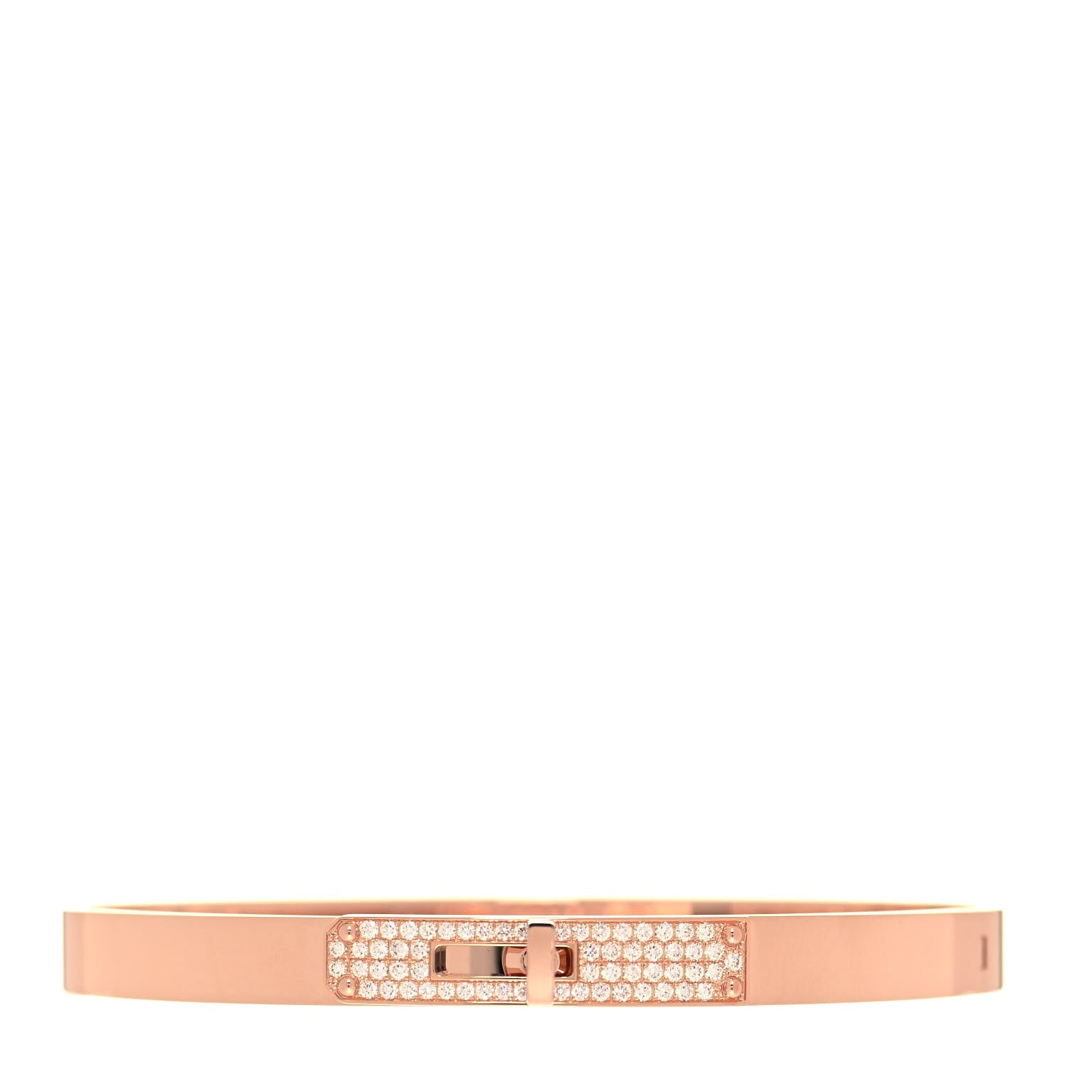 Hermes 18K Rose Gold Diamond PM Kelly Pave Bracelet ST 1 of 4