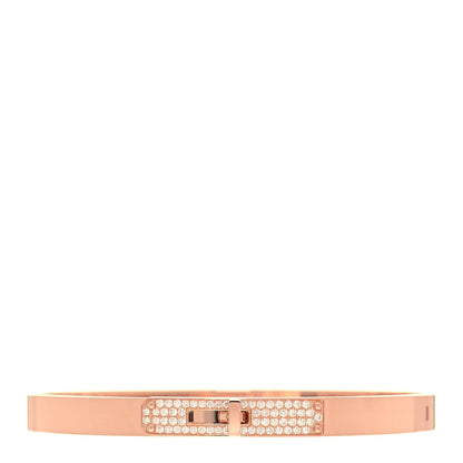 Hermes 18K Rose Gold Diamond PM Kelly Pave Bracelet ST 1 of 4