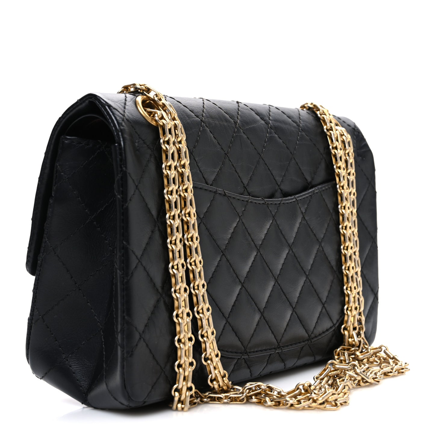 Aged Calfskin Quilted 2.55 Reissue 225 Flap Black