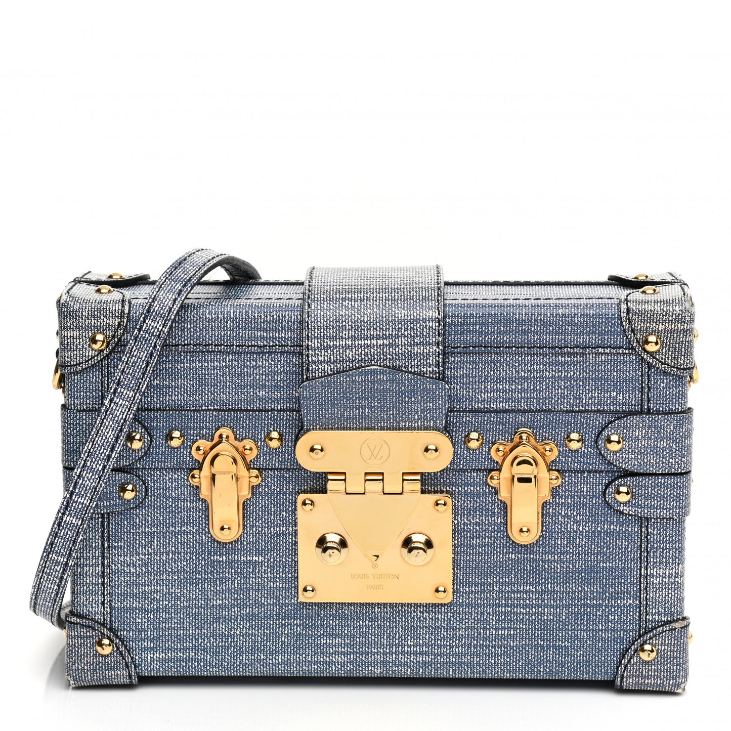Coated Canvas Denim Petite Malle Blue