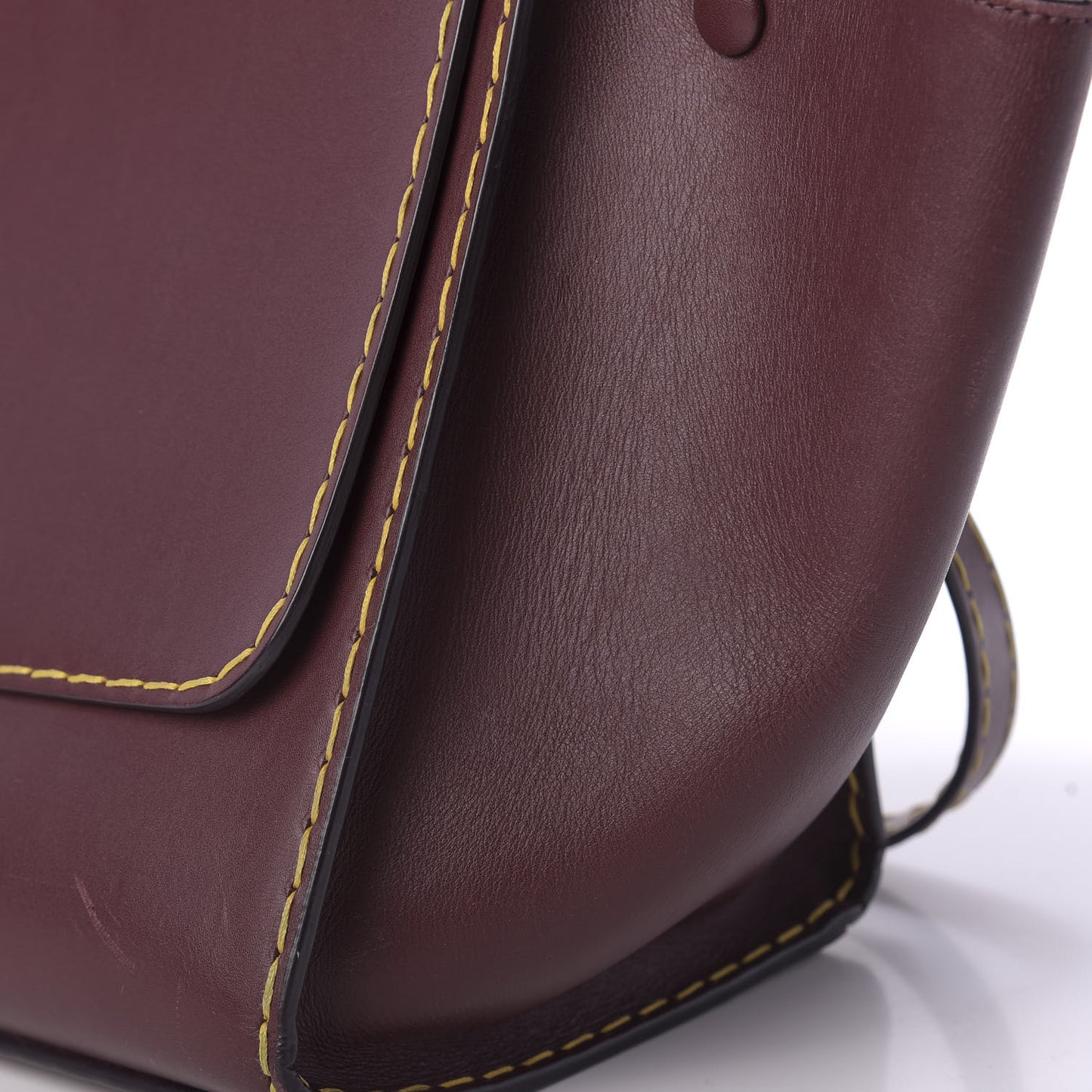 Smooth Calfskin Yellow Stitching Medium Trapeze Burgundy
