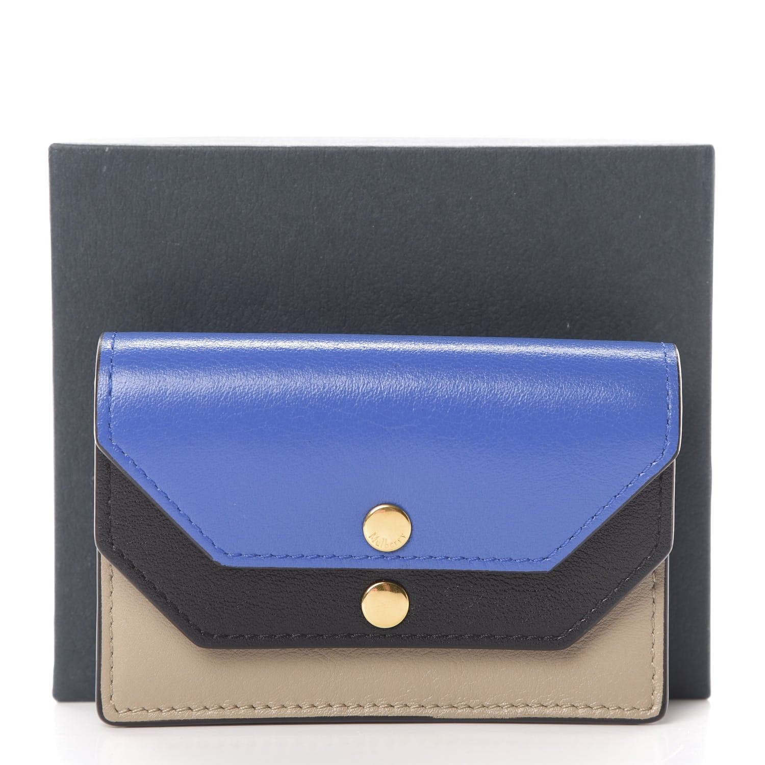 Mulberry Smooth Calfskin Multiflap Card Case Wallet Dune Porcelain Blue Black 8 of 8