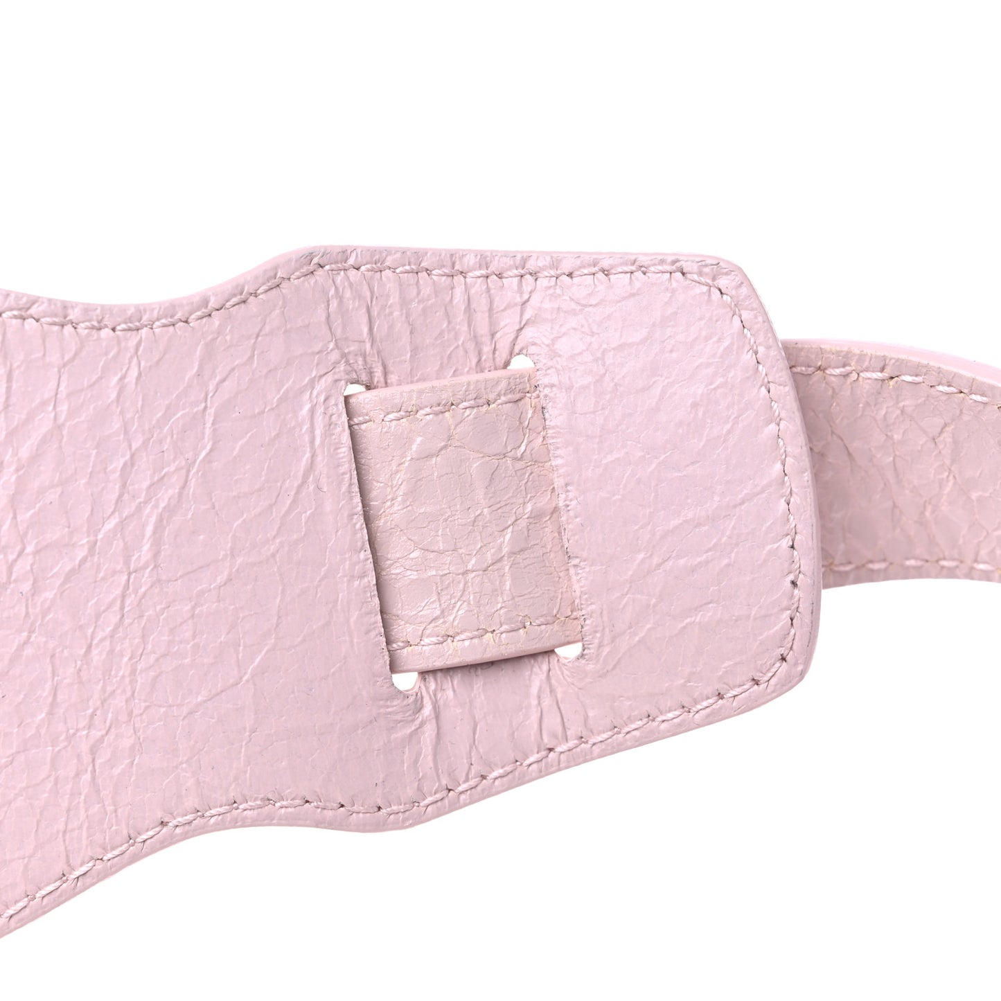 Agneau Classic Silver Hardware S City Logo Strap Light Rose White