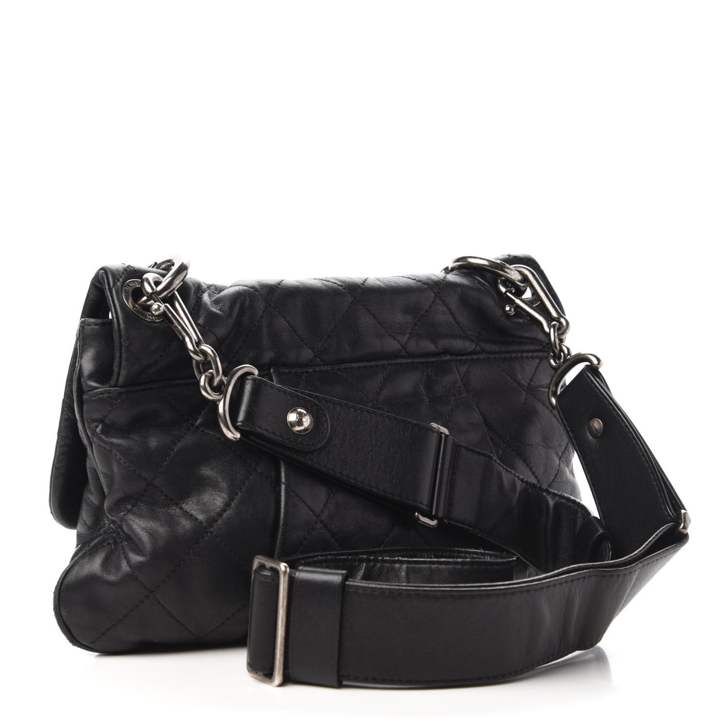 Calfskin Coco Pleats Messenger Flap Black