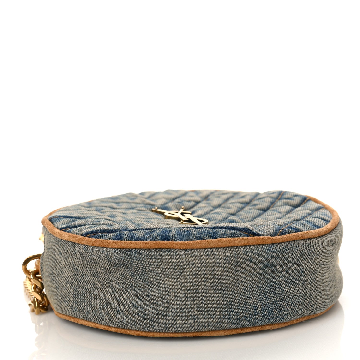 Saint Laurent Denim Quilted Monogram Round Crossbody Bag Rodeo Blue 4 of 8