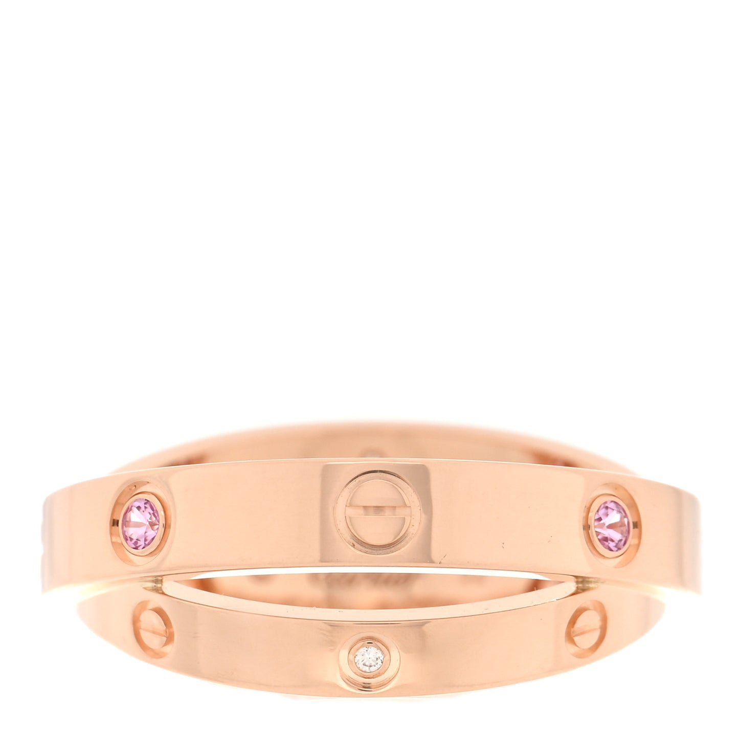 18K Pink Gold Diamond Pink Sapphire LOVE Ring 52 6