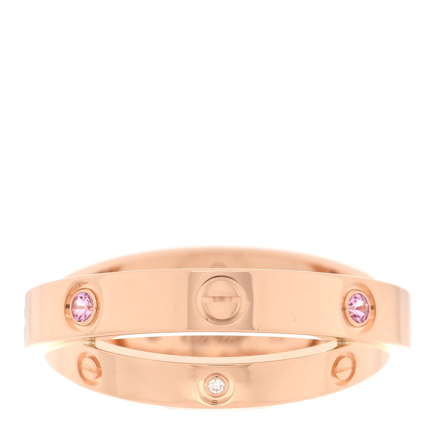 Cartier 18K Pink Gold Diamond Pink Sapphire LOVE Ring 52 6 1 of 4