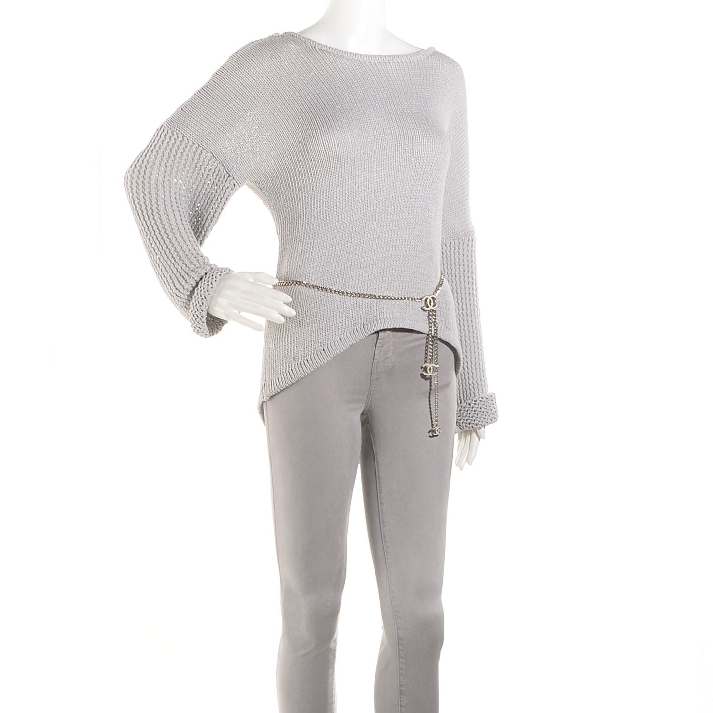 Enamel CC Ceinture Fantai Adjustable Belt Silver White