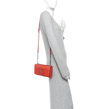 Saint Laurent Lambskin Patchwork Monogram Jamie Chain Wallet Red 2 of 11