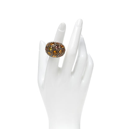 David Yurman 18K Yellow Gold Titanium Brown Diamond Orange Yellow Sapphire Dome Ring 50 5.25 2 of 5