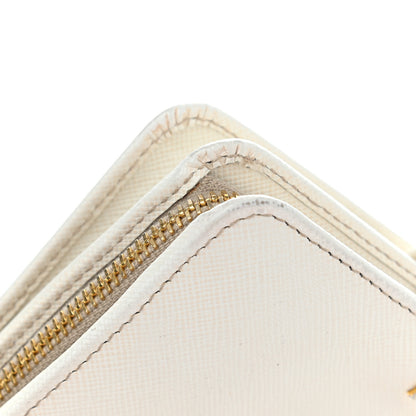 Prada Saffiano Metal Compact Wallet Talco 23 of 24