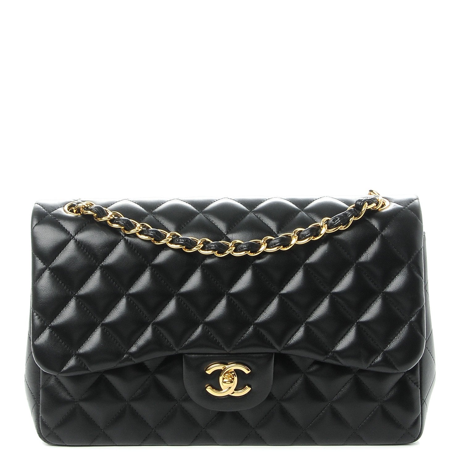 Chanel Lambskin Quilted Jumbo Double Flap Black 1 of 10