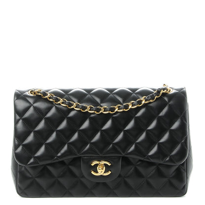 Chanel Lambskin Quilted Jumbo Double Flap Black 1 of 10