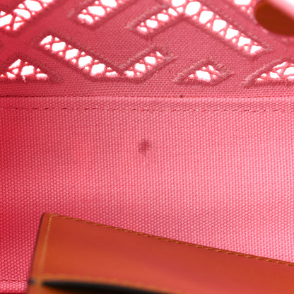 Fendi Canvas Cuoio Agata FF Ajour Embroidered Baguette Ciclamino Cuoio 10 of 10