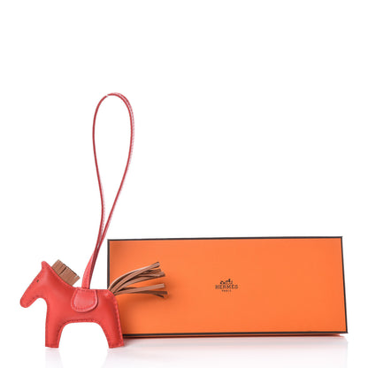 Hermes Milo Lambskin Grigri Rodeo Horse Bag Charm PM Rouge Indien Gold Bougainvillea 5 of 5